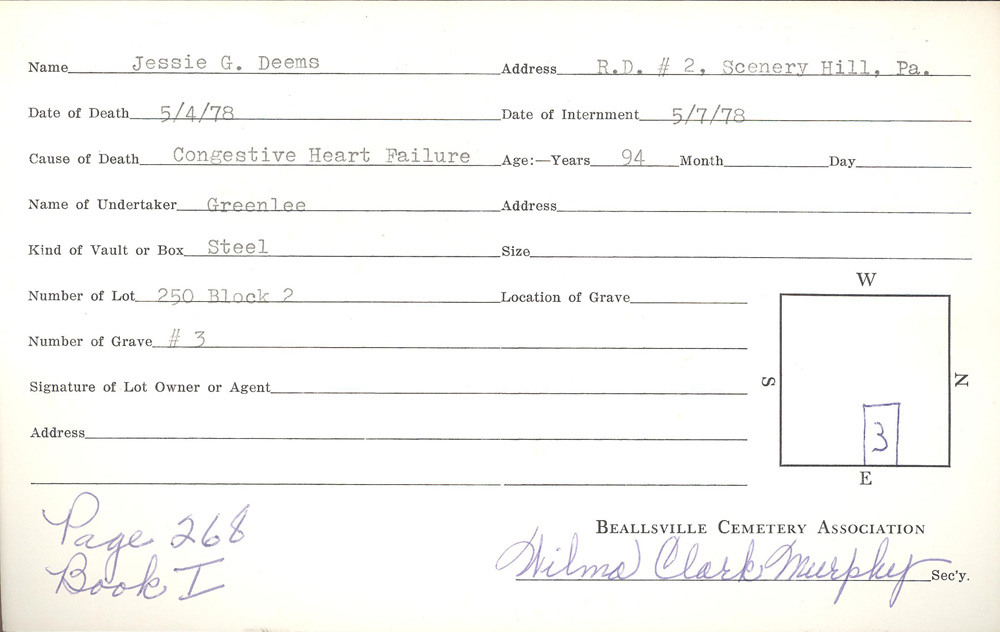 burial card